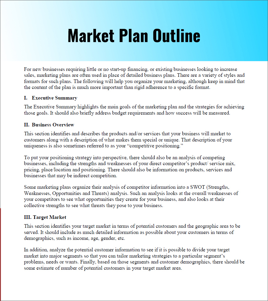 Business plan marketing budget outline