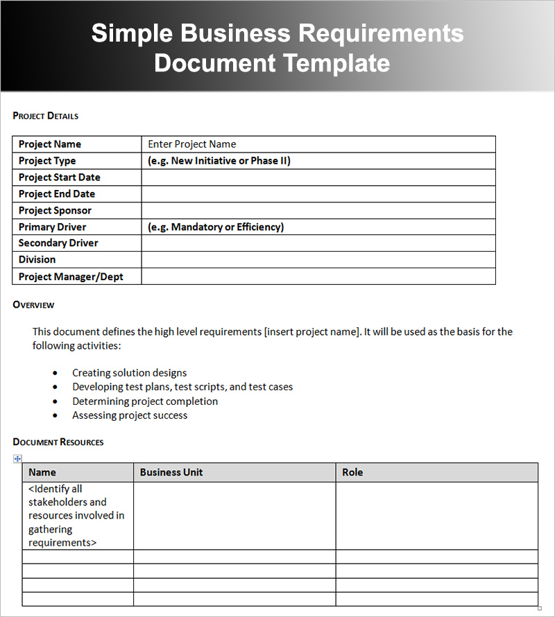 Requirements Collection Template