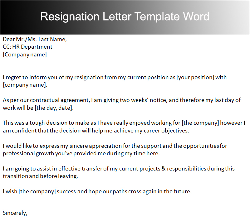 two weeks notice letter templates free pdf word