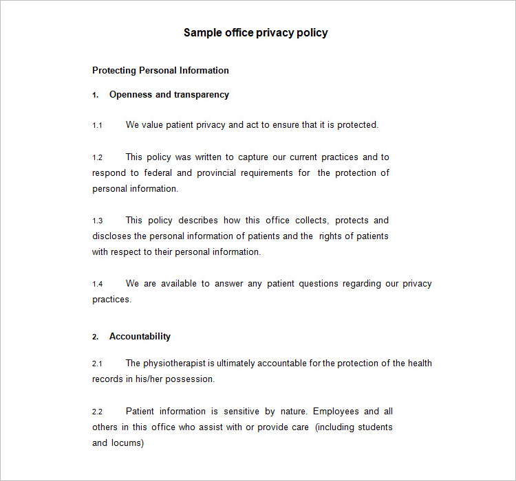 13+ Privacy Policy Templates Free PDF Samples, Examples
