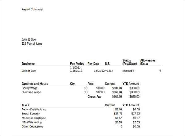 Microsoft Office Excel Payroll Template