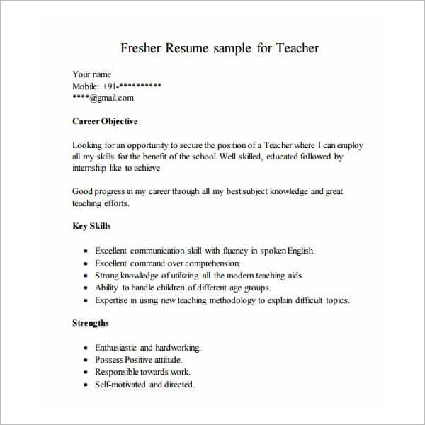 Best resume samples for freshers pdf