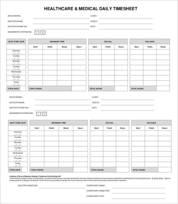 50+ Printable Timesheet Templates Free Word, Excel Documents
