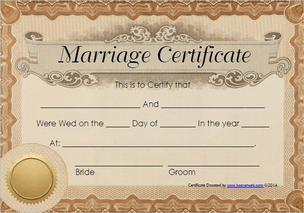 Marriage Certificate Templates Free Download