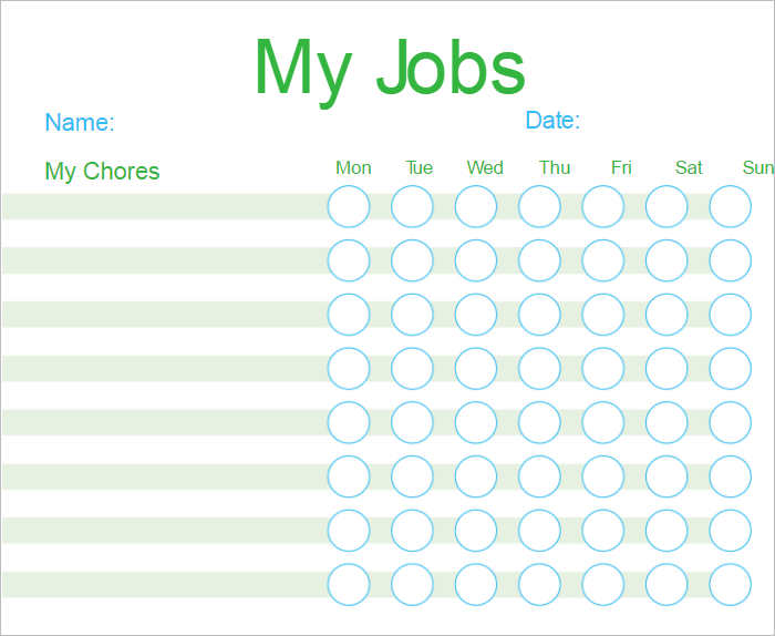 Excel Chores Template from www.creativetemplate.net