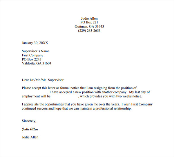 Microsoft Word Resignation Letter Template from www.creativetemplate.net