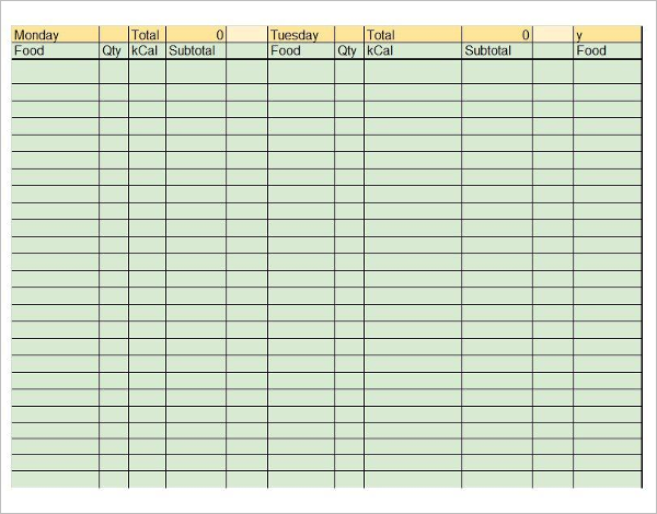 Food Diary Template Excel Free from www.creativetemplate.net