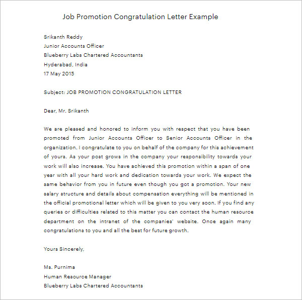Congratulation Letter For Promotion from www.creativetemplate.net