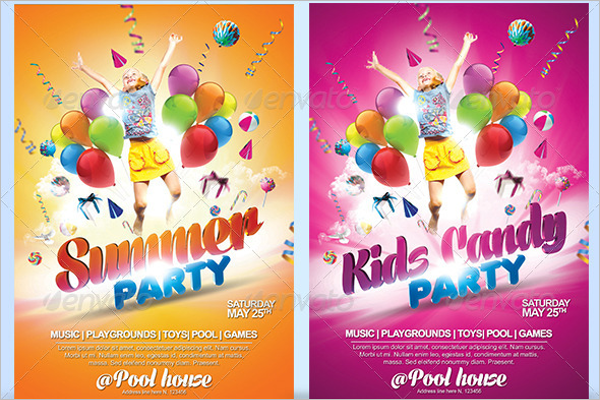 kiddie birthday party flyer Design