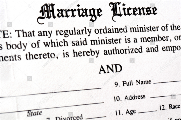 Marriage Licence TemplateÂ 