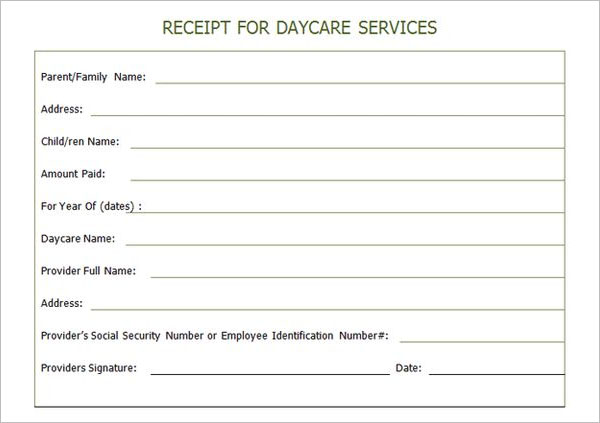 21 daycare receipt templates free pdf word excel formats