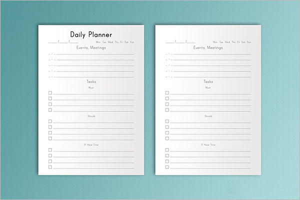 Daily Planner Checklist Template