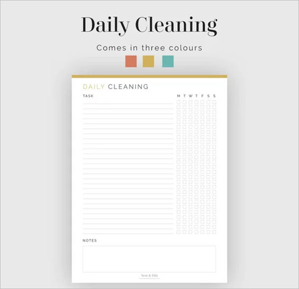 Household Daily Planner Checklist Template